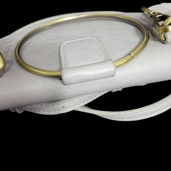 Anthropologie Veronica Ring Bag Grey Crossbody Bracelet Handle Half Moon Small - Picture 4 of 15